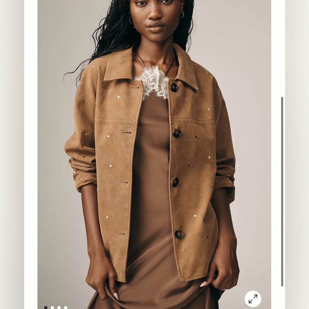 Anthropologie pilcro women’s xl faux suede studded jacket cedar nwt boho